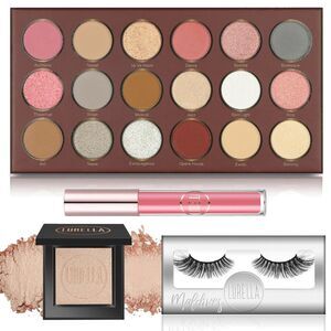 NIB Lurella Eyeshadow Palette, Highlighter, Lipstick, & Lashes Bundle